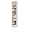 8 Tiers Narrow Bookshelf, 71 in Wooden Tall Open Bookcase with Height-Adjustable Shelf