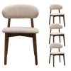 Light Camel Flannelette Upholstered Dining Chair with Walnut Solid Wood Legs, Armless Chair Set of 4 for Kitchen, Restaurant, Living, Meeting Room