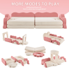 12-Piece Modular Kids Sofa All-Sponge Design Free Combination Pink & White Colorblock Corduroy Fabric