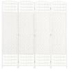 4 Panel Room Divider, Folding Privacy Screen, 5.6' Room Separator, Wave Fiber Freestanding Partition Wall Divider for Rooms, Home, Office, White