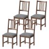 Set of 4 Dining Chairs, Upholstered Dining Room Chairs with Rubberwood Legs and Slat Backrest for Kitchen, Gray