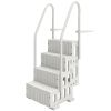 Swimming Pool Ladder Adjustable Height for Above Ground Pool Steps with Dual Handrails White