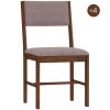 Modern Dining Chairs Set of 4, Linen Fabric Kitchen Chairs with Rubberwood Legs for Dining Room, Living Room, Brown