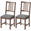 Set of 2 Dining Chairs, Upholstered Dining Room Chairs with Rubberwood Legs and Slat Backrest for Kitchen, Gray