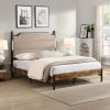 Queen Bed Frame , Upholstered headboard with Charging and Touch sensitive LED Lights, Under Bed Storage, No Box Spring Needed, Noise Free