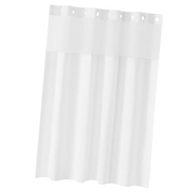 No Hook Shower Curtain, 2-in-1 Waterproof Waffle Weave Shower Curtains, 240 GSM Curtain with Snap-in Liner, See-Through Window, and Magnets