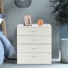Pockmarked Particleboard with Triamine Paste, 66*33*73cm, Four-drawer Chest of Drawers with Sockets (2USB+2 sockets), White with Sockets, with Sockets