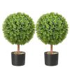 2x Artificial Boxwood Ball Ã˜40,6cm Garden Deco Boxwood in Flowerpot Ball Artificial Boxwood Ball Artificial Plant made of PE, Wood
