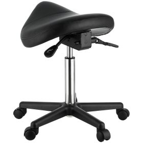 Saddle Stool with Wheels, 400 LBS Weight Capacity, Height Adjustable Thickened PU Leather Swivel Saddle Stool Chair for Salon, Spa, Tattoo, Clinic