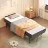 75" Folding Bed with Adjustable Headboard & 5" Memory Foam, Space Saving Rollaway Guest Bed for Tall People, Portable Twin Cot on Wheels