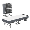 75" Folding Bed with Adjustable Headboard & 5" Memory Foam, Space Saving Rollaway Guest Bed for Tall People, Portable Twin Cot on Wheels