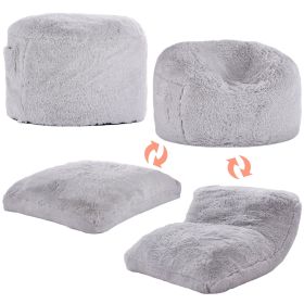 Bean Bag Bed Chair, Convertible Chair from BeanBag to Lounge or Mattress, Gaint Bean Bag Chair Bed with Washable Cover for Adults, Fluffy Plush