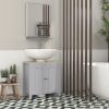Bathroom Vanities, Pedestal Sink Cabinet with U-Shaped Cut-out and Adjustable Shelf, Gray