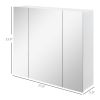 Wall Mounted Mirror Cabinet, Bathroom Medicine Cabinet with Mirror, 3 Doors and Adjustable Shelves, White