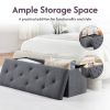 Folding Storage Ottoman Bench, Ottoman Foot Rest, End of Bed Bench, Storage Chest, for Living Room, Bedroom, Entryway, 43 Inches, Gray