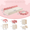 12-Piece Modular Kids Sofa All-Sponge Design Free Combination Pink & White Colorblock Corduroy Fabric