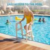 Heavy Duty In-Pool Ladder, Swimming Pool Step Pool Stairs for Above-ground Pools, Adjustable from 47in to 54in, White