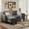Sectional Sofa, L Shaped Couch, with Reversible Chaise or Ottoman, Dark Gray