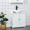 Pedestal Sink Cabinet White Bathroom Vanity Storage with U-Shape Cut-Out Adjustable Shelf