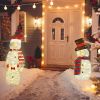 3-Piece Christmas Snowman Family Decorations (Father/Mother/Baby), 2D Plush-Wrapped Metal Frame with 3Ã—9.84ft LED String Lights (30 Beads/Each)