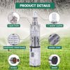 Solar Submersible Well Pump Deep Well Pump Stainless Steel 24V 260W 1" Outlet Max.Head 173FT with 55.77ft Black Wire