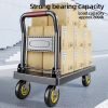 Heavy Duty Folding Utility Cart 600 lbs Load Capacity Reinforced Steel Frame Thick Platform Silent Rubber Wheels Space Saving Trolley for Home Garage