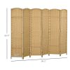 6 Panel Room Divider, 5.6 Ft Tall Freestanding Privacy Screen, Natural Wood Flexible Space Partition