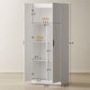 Farmhouse Pantry Cabinet, 71" Tall Kitchen Pantry Storage Cabinet with Soft-Close Hinges, Adjustable Shelves, White
