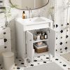 24'' Bathroom Vanity with Top Sink, 2-Tier Modern Bathroom Storage Cabinet, Single Sink Bathroom Vanity, Large Storage Shelves