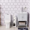 Toilet Paper Cabinet, Small Bathroom Corner Floor Cabinet with Doors and Shelves, Thin Storage Bathroom Organizer for Paper Shampoo, White