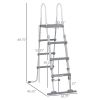 70" Above Ground Swimming Pool Ladder, A-Frame Deck Ladder with Top Platform, Non-slip Steps & Rounded Handrails for 48" Pool Wall Height, Gray