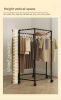 360Â° Rotating Hexagonal Clothes Rack with Wheels, Heavy-Duty Metal Garment Organizer, Space-Saving Wardrobe Storage Stand for Bedroom, Dorm, Balcony
