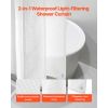 No Hook Shower Curtain, 2-in-1 Waterproof Waffle Weave Shower Curtains, 240 GSM Curtain with Snap-in Liner, See-Through Window, and Magnets