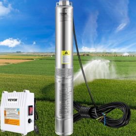 Deep Well Submersible Pump, 3HP 230V/60Hz, 37GPM 640 Ft Head, With 33 Ft Cord & External Control Box, 4 Inch Stainless Steel Water Pumps For Indu (Option: Natural)