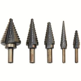 5pcs Baked Yellow Hair Black Step Drill Triangular Shank High-speed Steel Pagoda Drill Hole Opener Set (Option: 5PCS)