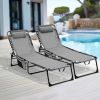 Folding Chaise Lounge Pool Chair Set of 1, Patio Sun Tanning Chair,Outdoor Lounge Chair with 4-Position Reclining Back,Breathable Mesh Seat for Beach