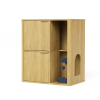 31.5-inch  Cat Litter Cabinet with Cat Tree - Grooved Concealed Litter Furniture Featuring Dual Cat Doors and Storage Shelves