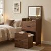 Elegant White Lady Vanity Table with Flip-up Led Mirror,Makeup Stool,Multi-functional for Makeup Table