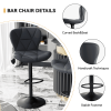 Industrial Vintage 2-Pc Rotatable Bar Stools Set w/ Backrest & Footrest - Quilted PU Leather - 300lb Capacity
