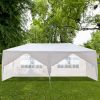 10x20ft White Canopy Tent with 4/6 Removable Sidewalls Outdoor PE Fabric Shelter Party Gazebo Heavy Duty Pavilion for Backyard Garden Event Wedding Ir