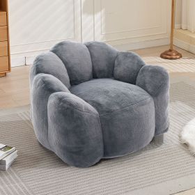 Lotus type compression sofa Adult bean bag sofa with pull ring can be easily moved without installation Suitable for various environments such as livi (Color: Gray)