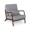 Modern Accent Chair with Rubber Wood Armrests and Removable Back