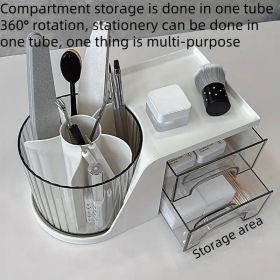 Rotating Cosmetic Display Stand â€“ 360Â° Spinning Design with Multi-Layer Storage for Makeup, Jewelry & Stationery (Color: White)