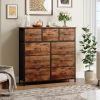9 Drawer Dresser with Metal Frame and Wooden Top Fabric Storage Organizer Tower for Bedroom Living Room Entryway Office Closet Classic Freestanding Wa