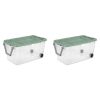 Extra Large Storage Bin, 160 Quart Wheeled Clear Plastic Storage Container with Handle, Gray, Pack of 2