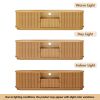 Vintage Rustic TV Stand with Sliding Wood Slatted Doors for TVs up to 75", Farmhouse Fluted TV Cabinet with Drawer