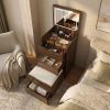 Elegant White Lady Vanity Table with Flip-up Led Mirror,Makeup Stool,Multi-functional for Makeup Table