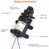 12V Water Pump with 2 Hose Clamps 130PSI Self Priming Sprayer Pump 70W Electric Diaphragm Water Pump 6L/Min for RV Camper Marine Boat