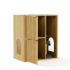 31.5-inch  Cat Litter Cabinet with Cat Tree - Grooved Concealed Litter Furniture Featuring Dual Cat Doors and Storage Shelves